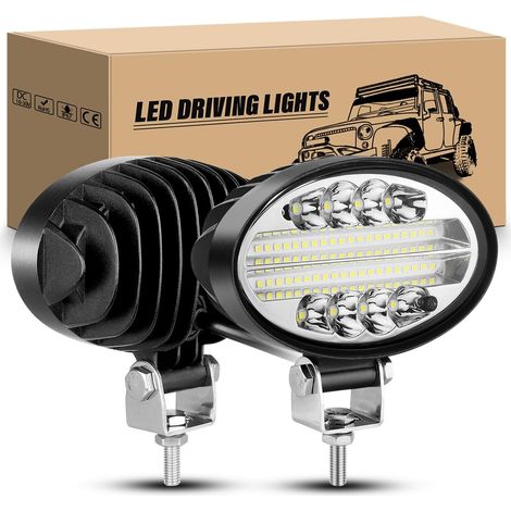 2x Ovale Phare de Travail Led, 5.5 Pouces 20W Led Phare 4x4 12V 24V 6000K Blanc, étanche, Spot Flood Feu antibrouillard, Feux de travail Hors route pour Voiture Camion Tracteur SUV ATV UTV (1/5)