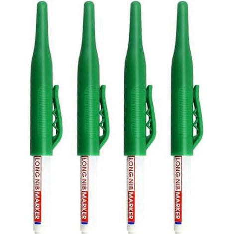 Marqueur à long bec pour trous profonds, marqueurs métalliques pour acier, marqueurs de construction étanches, stylos marqueurs à long bec verts (1/5)