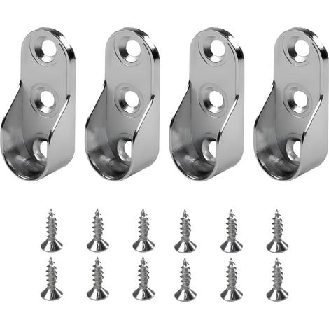 4 pièces Barre de penderie,Support Tringle,Penderie Ovale Support Barre Penderie Alliage de Zinc Nickelé pour Tringle Vetement Dressing