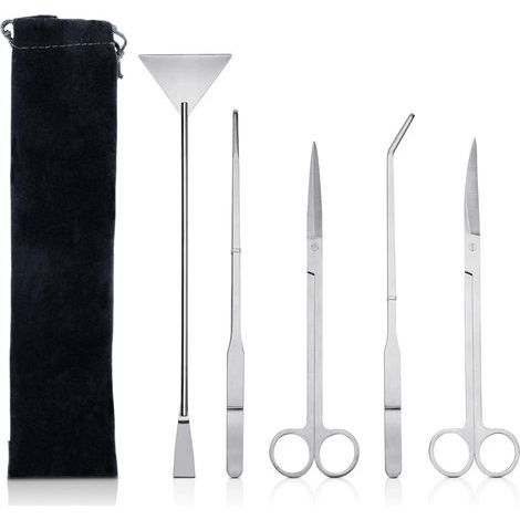 Aquarium Tools, Stainless Steel, Straight and Curved Scissors, Precision Tweezers, Substrate Scoop, Plant Care (1/5)
