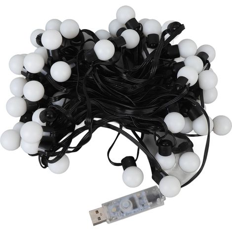 RGB-Lichterkette, 10 m, 50 Glühbirnen, Bluetooth-App-Steuerung, USB-betriebene LED-Lichterkette mit Fernbedienung für die Terrasse (1/5)