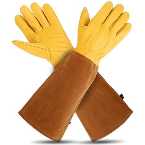 Gants de jardinage - 1Paris Large gants d'élagage de roses, gants de jardinage résistants aux épines et aux coupures, gants de jardinage en cuir pleine taille,L (1/4)