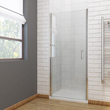 ELEGANT 760mm Frameless Pivot Shower Door Enclosure Reversible Shower Cubicle Door (1/5)