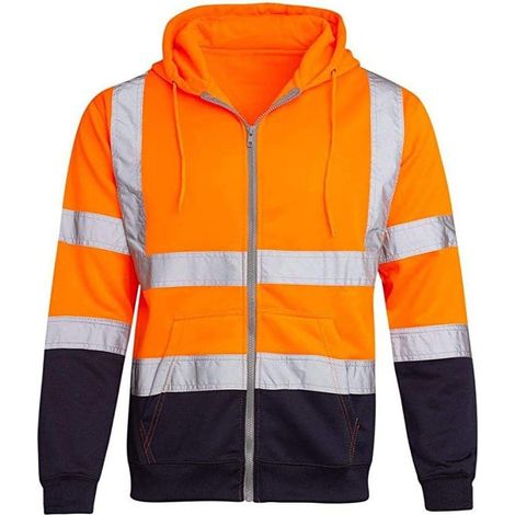 Sweat À Capuche Réfléchissant Haute Visibilité pour, Veste De Sécurité Unisexe À Manches Longues Zippée avec Grande Poche. (1/5)