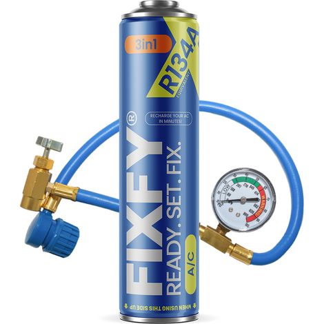 Recharge de gaz climatisation 500 ml – Kit complet avec tuyau et manomètre – R134a et huile d'étanchéité – Pour véhicules 1995-2016
