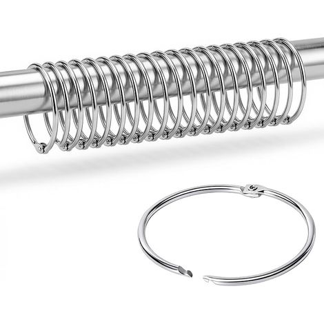 Lot de 20 anneaux de rideaux ouverts, 32 mm, en métal, pour tringle à rideau, rideau de douche, fenêtre, porte (1/5)