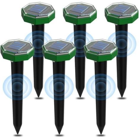 Anti-Maulwurf Ultraschall Solar 6 Stück, Solarbetriebener Ultraschall-Maulwurfschutz Wasserdicht IP65, Ideal für Gärten und Terrasse