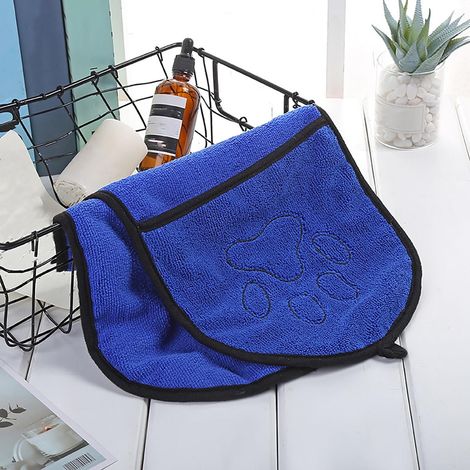 Serviette De Sechage Pour Chien - Microfibre Chenille 65x23 Cm - Pour Chiens Et Chats - Gants Serviettes Avec Poche À Main - Lavable En Machine - 1 Pièce (1/2)