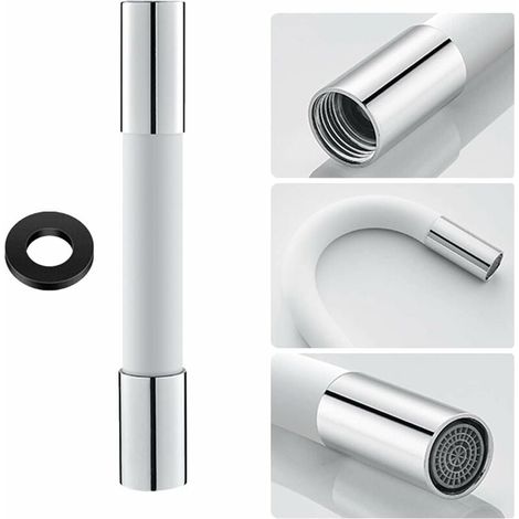 Universalform-Wasserhahn-Verlängerungsschlauch mit Sprudelfilter (mit Dichtring), 360° drehbar, 20 cm, weiß (1/4)
