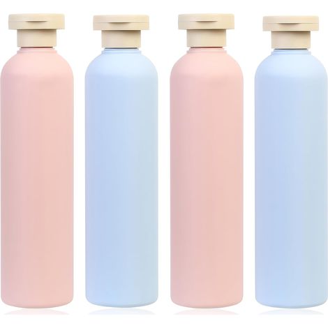 Ensemble de voyage comprenant 4 flacons de 260 ml, flacons rechargeables pour shampoing, gel douche, cosmétiques et accessoires de voyage. (1/5)