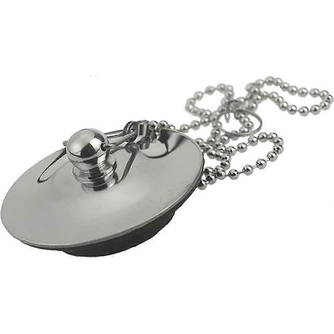 Bouchon d'évier avec chaînette, bouchon de vidange de baignoire antirouille avec joint en caoutchouc, couvercle de vidange pour évier, baignoire et bassin (40 mm à 60 mm) (1/5)