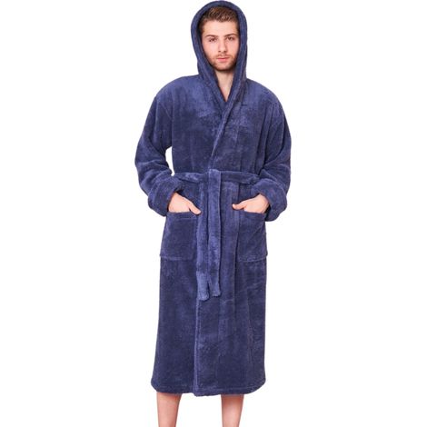 Accappatoio da uomo, soffice, caldo, spesso, 3XL, ideale come regalo per papà o nonno, liscio (1/4)