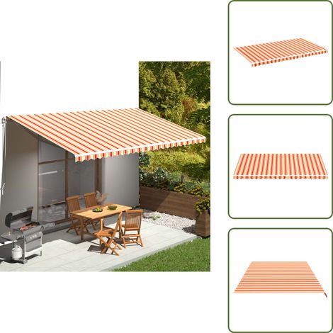 Tissu de remplacement pour auvent Jaune et orange 6x3,5 m - Tissus D'ombrage - Auvent De Jardin - Toile D'auvent - Parasol De Jardin - Protection Solaire (1/5)