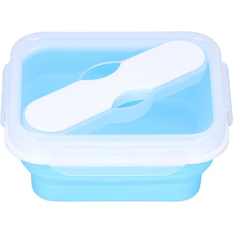 Sac à lunch en silicone, 600 ml, bleu, pour organiser les repas au travail, à l'école, en pique-nique ou en voyage.-AquaForge (1/5)