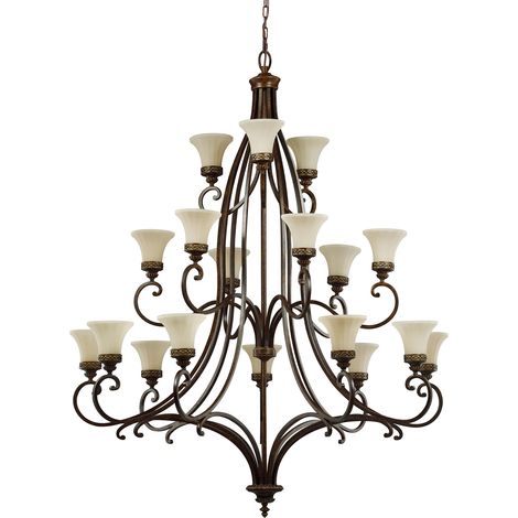 Elstead - Lampadario a 18 luci multibraccio finitura noce, attacco E27