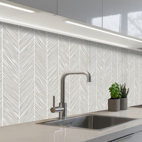 Kitchen Splashback Classic - Herringbone - Gray 300x80 cm