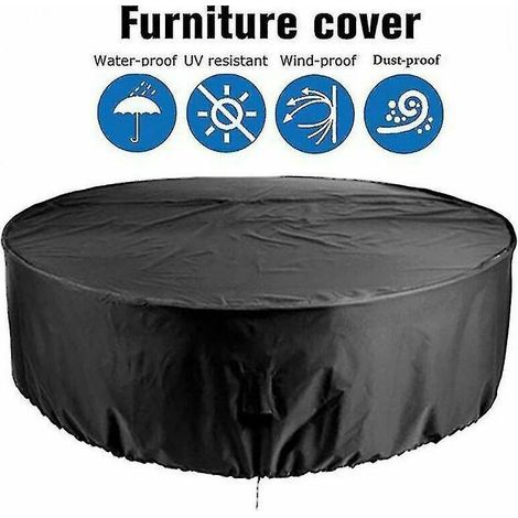Housse ronde imperméable, adaptée aux tables et chaises de jardin, résistante à la décoloration et protectrice contre les UV, 120 x 75 cm. (1/4)