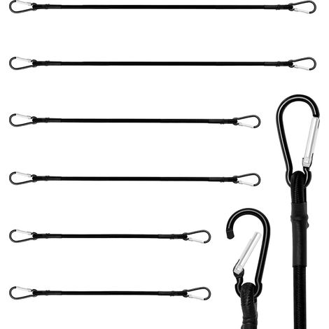 Tendeurs Élastiques - Mousqueton Aluminium - Diamètre 6 Mm - Longueurs 40-80 Cm - Pour Toit Vélo Camping - Lot De 6 (1/5)