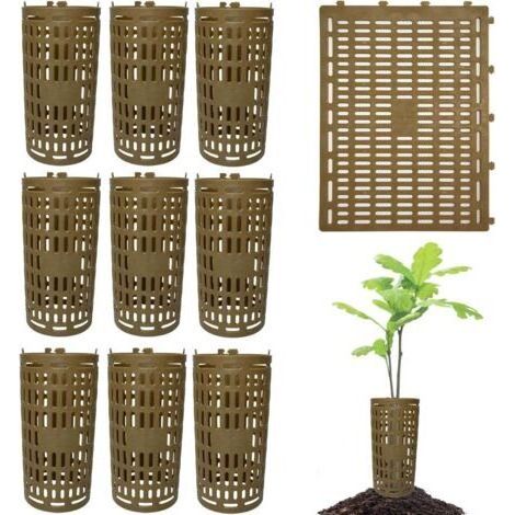 FENOPLASTICAProtection de tronc d'arbre - Raccord ajustable, convient aux jardins, bois, etc. - Lot de 10, marron, 38,1 x 25,4 cm (1/4)