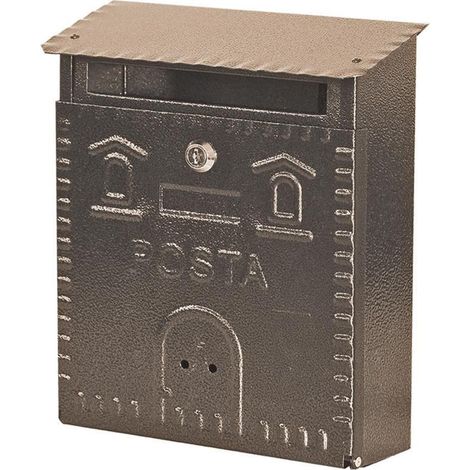 Bronzefarbener pulverbeschichteter Briefkasten h 39 cm Wandmontage (1/2)