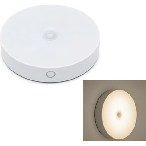 Luz nocturna LED redonda, recargable por USB, magnética y con sensor de movimiento (12 cm). (1/5)