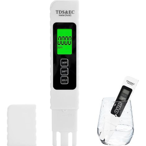 Testeur Eau Potable Numérique 3 en 1 TDS/EC/TEMP, Testeur TDS avec Écran LCD Rétroéclairé, Testeur Eau pour Piscine, Aquarium, Eau Potable et Aquaculture (1/5)