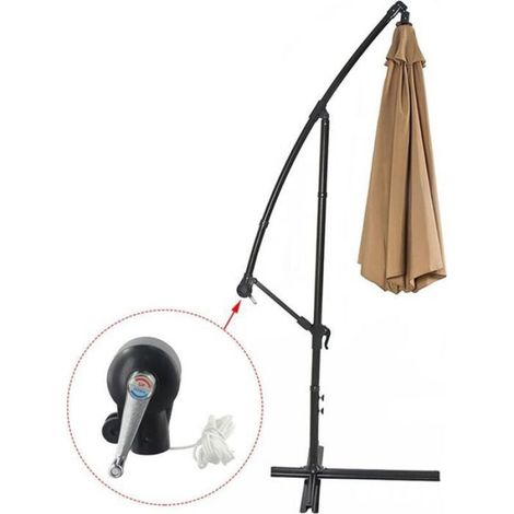 Manivelle Pour Parasol - Cordon Intégré - Poignée Antidérapante - Compatible Avec La Plupart Des Parasols De Jardin - 1 Pièce (1/5)
