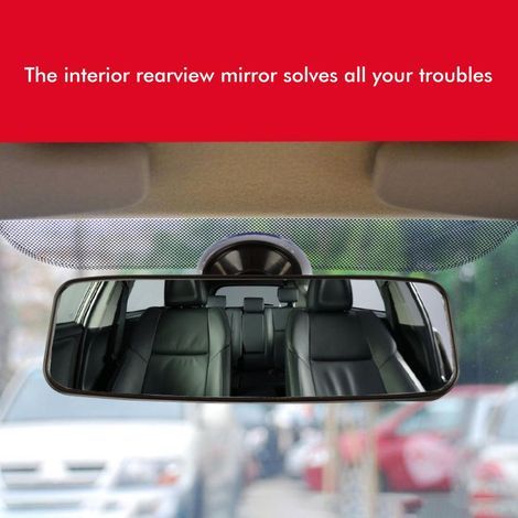 Rétroviseur intérieur universel noir pour voiture ou camion avec ventouse (1/4)