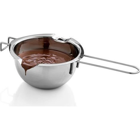 Olla para fundir chocolate, recipiente para fundir chocolate al baño maría, recipiente para fundir chocolate, recipiente de acero inoxidable con asa, utensilio de cocina para calentar - plata (1/5)