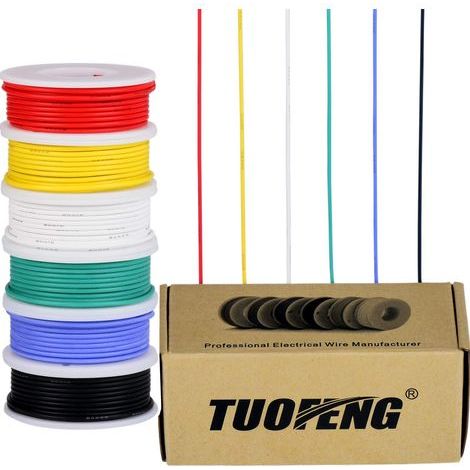Spulen 22 AWG Elektrokabel, verzinntes Kupfer, flexibles Silikon, 600 V, für RC-Modellbau und Heimwerkerprojekte (1/5)