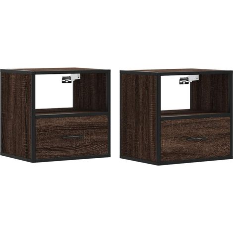 Maison Exclusive - Mesitas de noche pared 2 uds color roble marró (1/5)