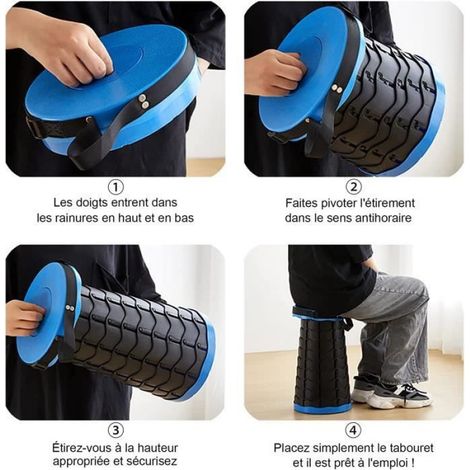 Chaise Pliante - - Télescopique - Hauteur Réglable 6.5CM à 45CM - Portable - Camping/Extérieur (1/4)