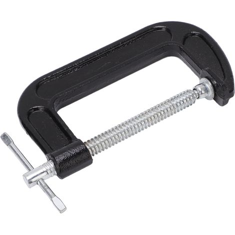 Serre-joint en C métal, forte force de serrage, poignée rotative haute torsion, étau de menuiserie robuste pour atelier domestique et industriel. (1/5)