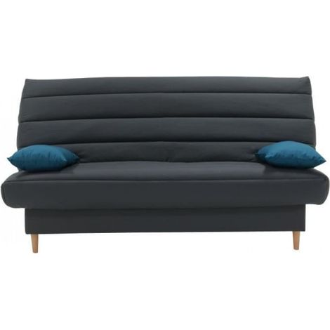 Banquette clic clac 3 places - Tissu anthracite - Style scandinave - L 190 x P92 cm - LIV (1/4)