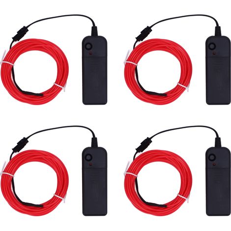 Bande lumineuse néon rose, 4 pièces, longueur 16,4 pieds, batterie Portable, corde lumineuse découpable à 360 °, pour les fêtes (1/5)