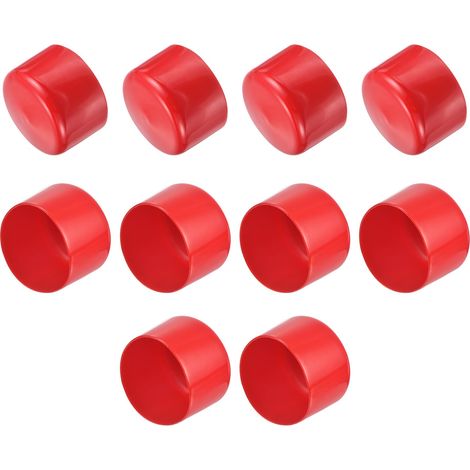 10pcs Embouts en Caoutchouc, 60 mm ID Vis Filetage Protecteur en PVC Embouts de Protection Flexible pour Tube Métallique, Câbles, Fils, Tige, Écrou et Cache Boulon, Rouge (1/4)