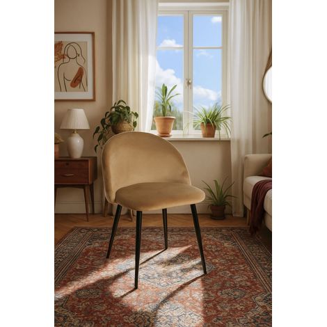 Sillas Comedor - Silla Black Vint Terciopelo - Marrón Claro (1/5)