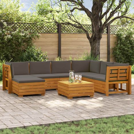 Teenpull – Outdoor-Sofagarnitur mit Kissen 8 Stück Braun Massivholz Akazie (1/5)