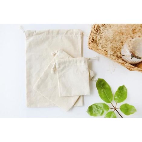 Lot de 3 Naturel Jute Sachet Pochette en Tissu Coton Lin Pochette Sachet Cadeau en 3 Tailles différentes (1/4)