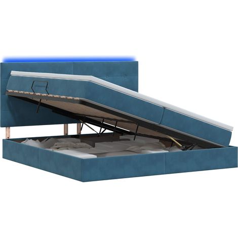 Maison Exclusive - Letto con contenitore LED e materasso Blu Scuro 200 x 200 cm (1/5)