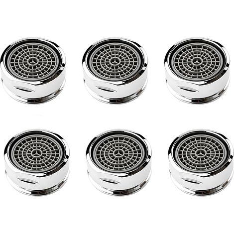 6 x M24 Aerator Tap Aerator, Water Saving Filter Aerator with Integrated Anti-Limescale Filter, Universal Nozzle for Bathroom and Kitchen, Easy Installation (1/5)