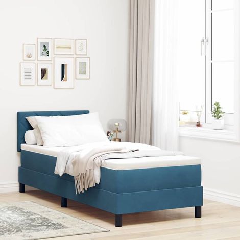 LED Boxspringbett mit Matratze Dunkelblau 80 x 200 cm Samt (1/5)