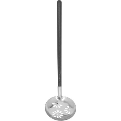 Fonduekelle aus Edelstahl, langer schwarzer hitzebeständiger Griff, hitzebeständiger Schaumlöffel (1/5)