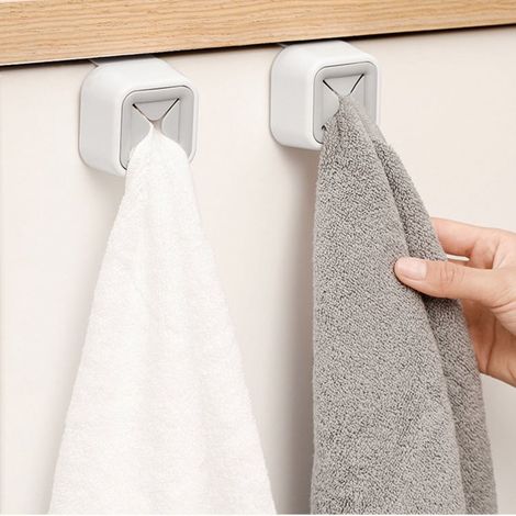 Robuster und vielseitiger Handtuchhalter zur Wandmontage, kein Bohren erforderlich, ideal für Bad und Küche. Mit Druckknopfhaken.