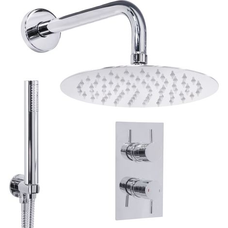 Baridi DH318 Concealed Thermostatic Shower Set 20cm Round Head Hand Shower Chrome