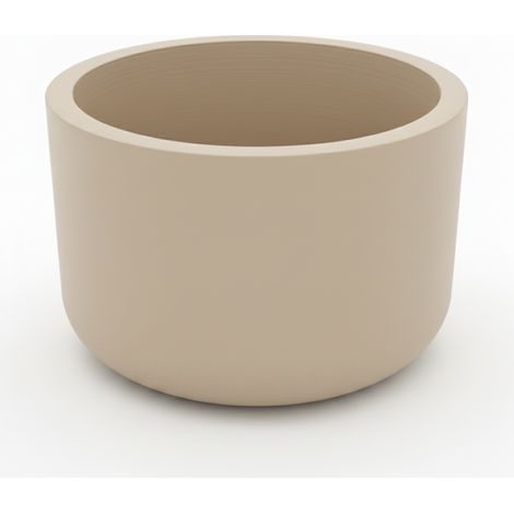 Un vaso da fiori rotondo beige in stile minimalista