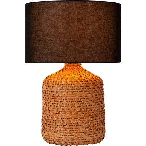 Lampe de table Arrah Ø 35cm - herbiers marins avec calotte noire - 10553/81/73 (1/2)
