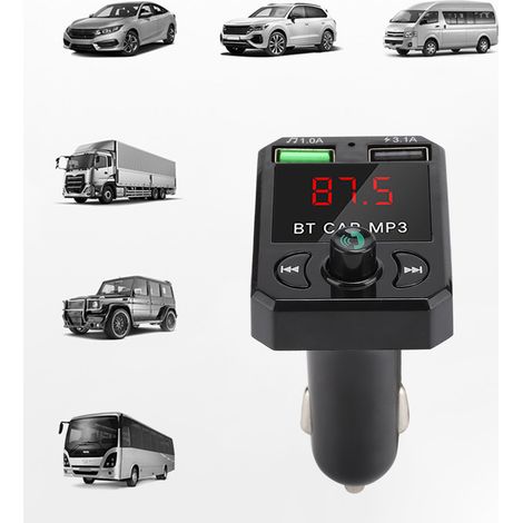 Allume-cigare Bluetooth MP3 avec commande vocale, double USB charge rapide et mains libres pour autoradio voiture