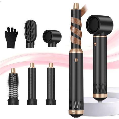 Seche Cheveux Air Styler 5 EN 1, Brosse Chauffante Brosse Lissante pour Cheveux, Seche Cheveux avec Boucleur a Cheveux à Air Chaud, Lisse, Sèche, Frise, Augmente le Volume des Cheveux (1/5)