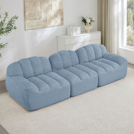 Modulares 3-Sitzer-Ecksofa 288x104x79 cm Blau Granuliertes Fleece mit tiefer Sitzfläche (1/5)